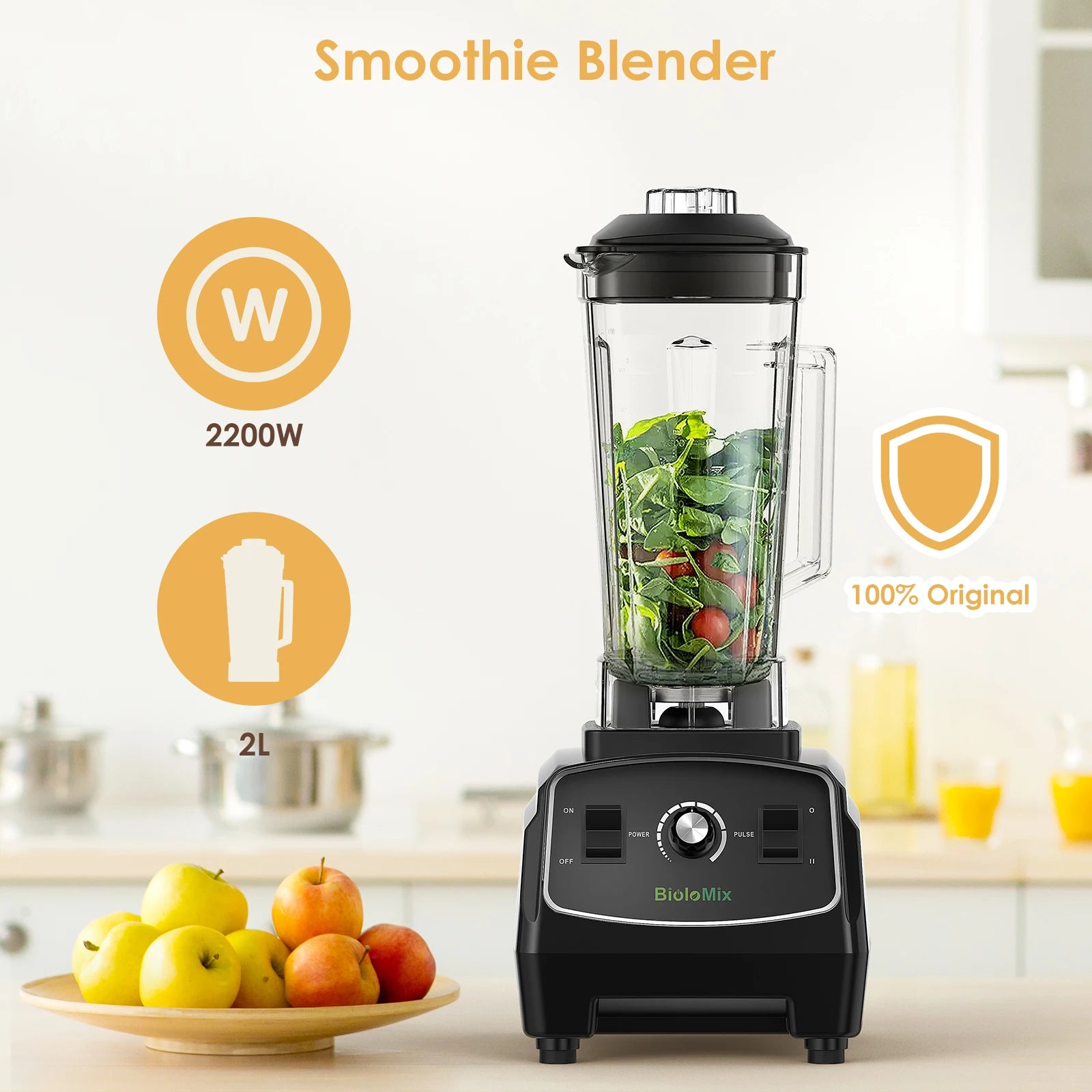 2200W 2L BPA FREE Commercial Grade Home Professional Smoothies Power Blender Food Mixer Juicer Food Fruit Processor