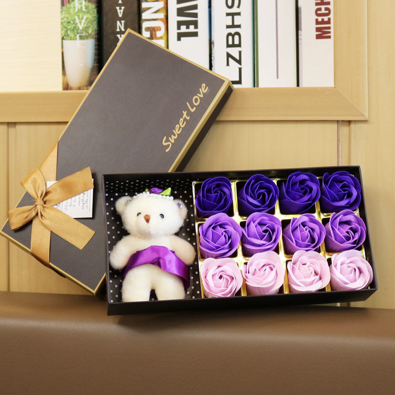 18 rose gradient soap flower gift set