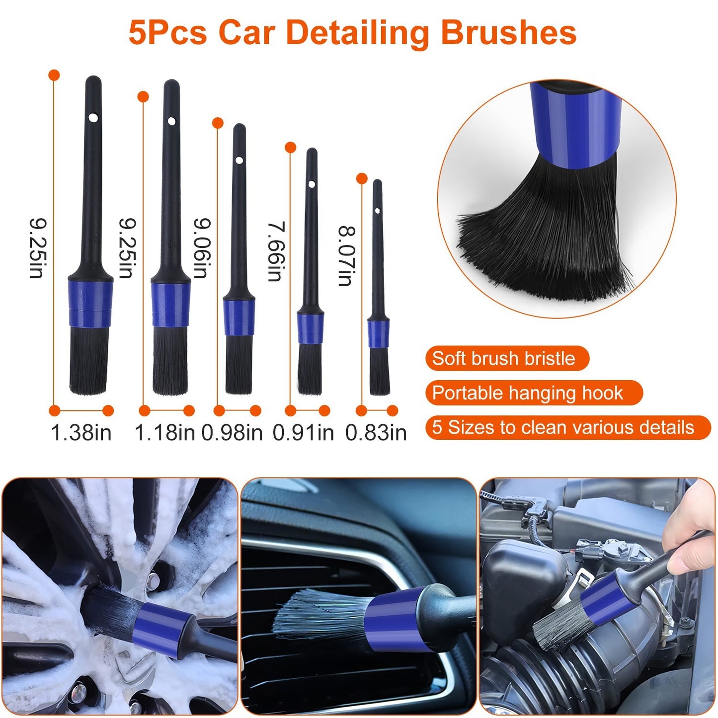 26Pcs Car Detailing Brush Kit Exterior Interior Car Cleaning Set Drill Brush Set Car Buffing Sponge Pads Kit For Cleaning Automobile Interior Exterior Wheels Dashboard