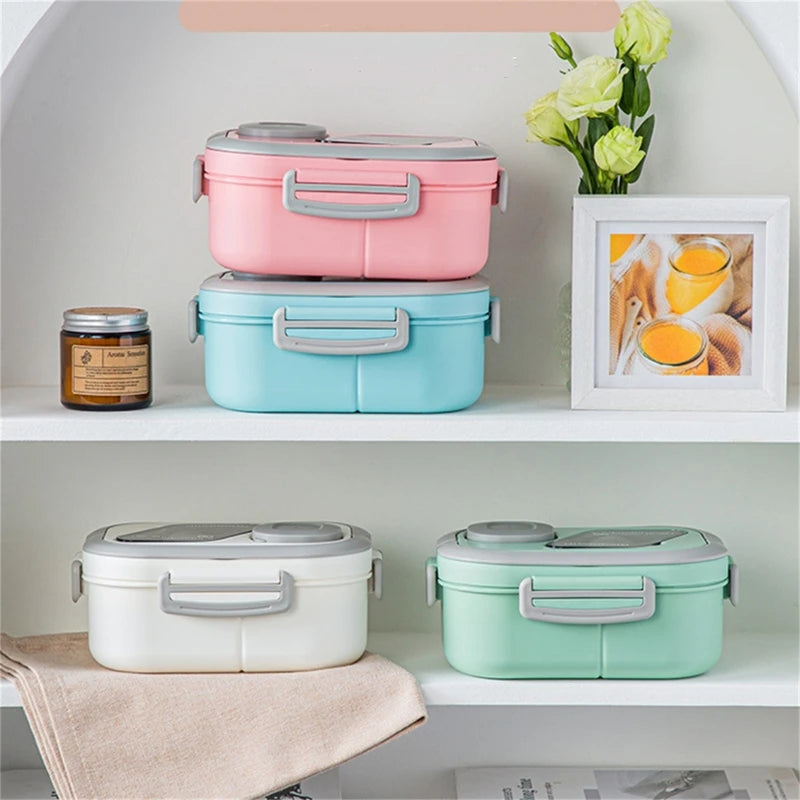 Cute Lunch Box for Kids Compartments Microware Bento Lunchbox Children Kid School Outdoor Camping Picnic Food Container Portable