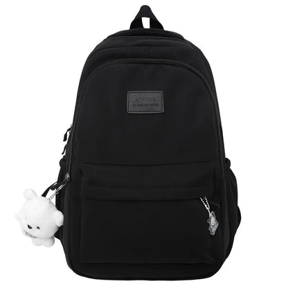 No Pendant Waterproof Teenage Bookbag Nylon Rucksack Fashion Girl Backpack Women Shoulder Bag High School Schoolbag Black