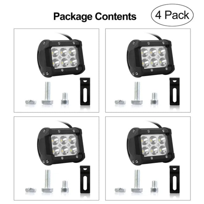 4 PCS 4in 18W Dual Row LED Spot Light Pod Cube Light