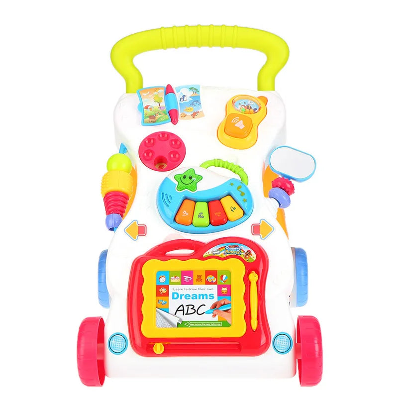 Infant Children Walker Trolley Music Walker Adjustable Speed Anti-Rollover Baby Learn to Walk Stroller Toys