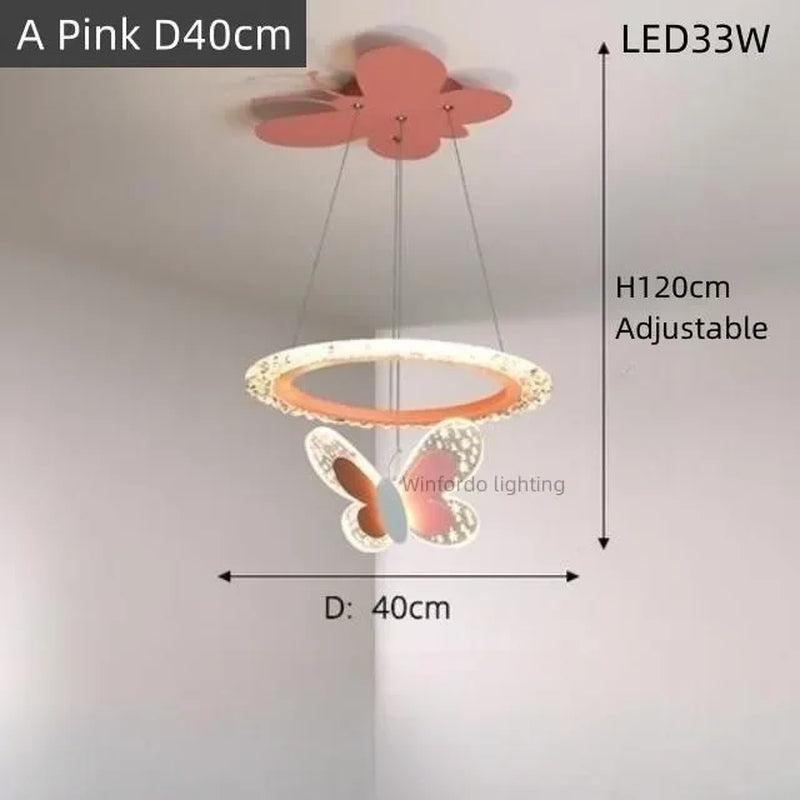 New Modern LED Chandelier Dimming Butterfly Style Lights Living Dining Room Baby Bedroom Hall Bar Pendant Lamps Indoor Lighting