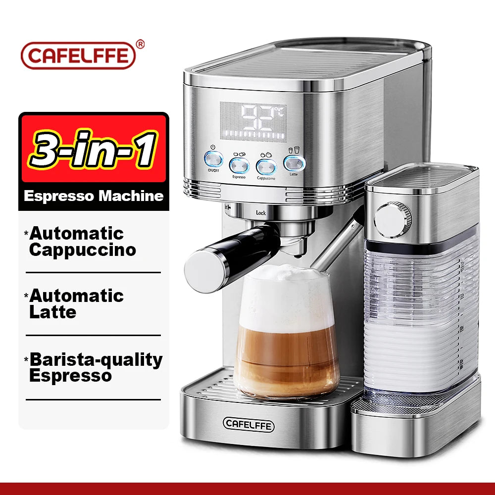 Fully Automatic Espresso Machines Automatic Milk Froth Ground Coffee Stainless Steels Cappuccino Maker Cafeteria 20Bar