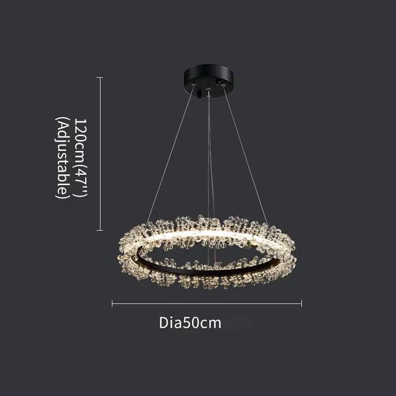 Luxury Crystal Gold Ring Led Chandelier Living Room Dining Room Bedroom Design Ring Chandelier Home Decoration Crystal Lamp