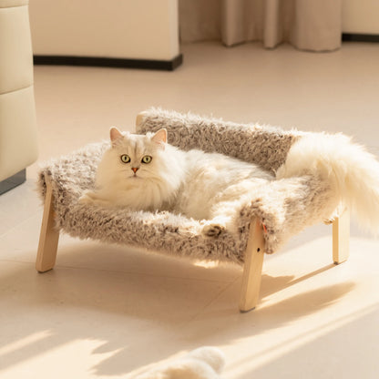 Cat Bed Sofawooden, Sturdy Fluffy Cat Couch Bed Dog Beds for Cats and Small Dogs Pet Furniture Elevated