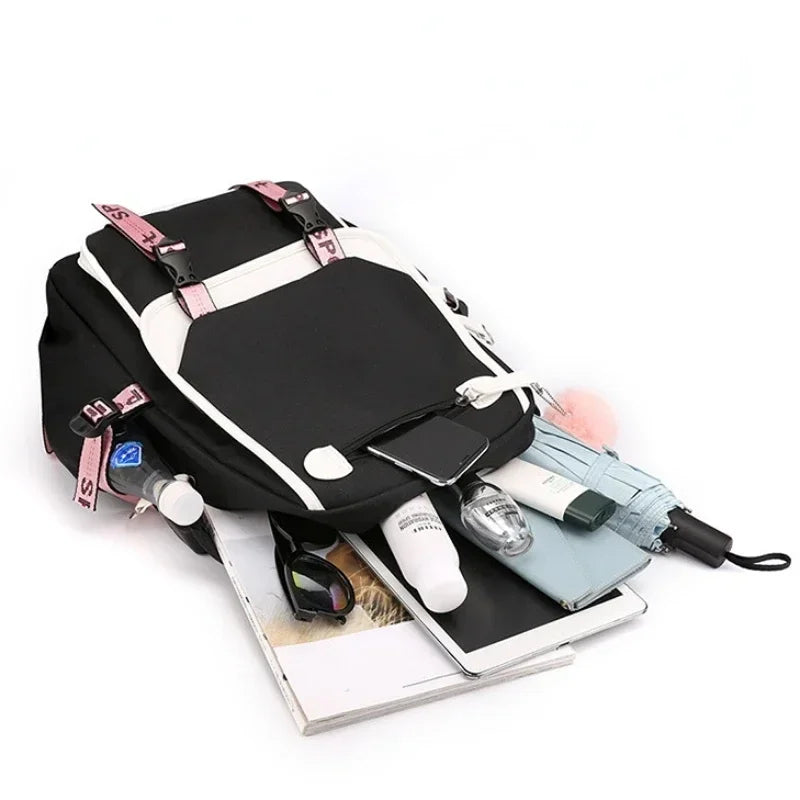 Korean Style High School Backpack for Teenage Girl Fashion Black White Student Girls Backpack Schoolbag Cute Book Bag