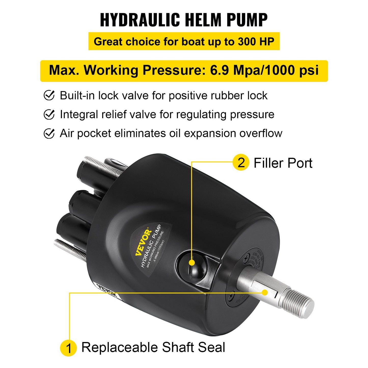 Hydraulic Steering Kit 300HP Hydraulic Steering Compact Cylinder Hydraulic Outboard Steering Kit With Helm For Boat Marine Steering System