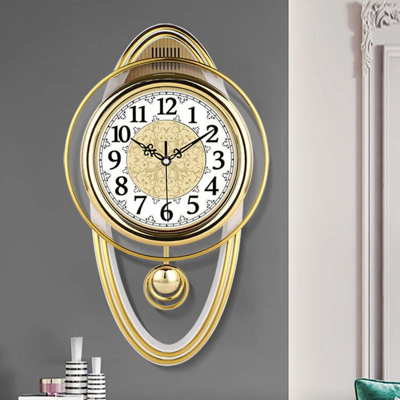 3D Swing Clock Large Pendulum Clocks Wall Luxury Vintage Shabby Chic Silent Clock Watch Mechanism Reloj De Pared Gold Wall Clock