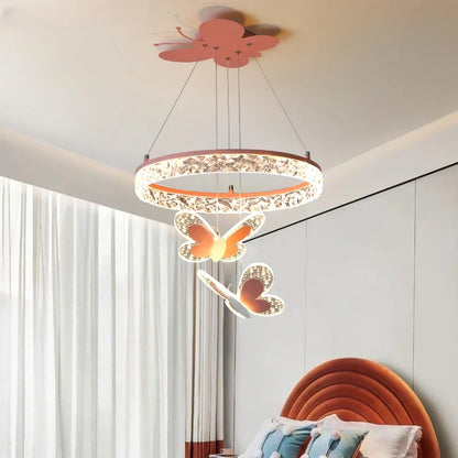 New Modern LED Chandelier Dimming Butterfly Style Lights Living Dining Room Baby Bedroom Hall Bar Pendant Lamps Indoor Lighting