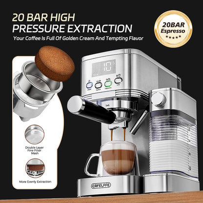 Fully Automatic Espresso Machines Automatic Milk Froth Ground Coffee Stainless Steels Cappuccino Maker Cafeteria 20Bar