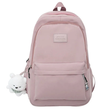 No Pendant Waterproof Teenage Bookbag Nylon Rucksack Fashion Girl Backpack Women Shoulder Bag High School Schoolbag Black