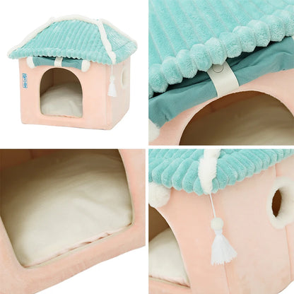 HOOPET Winter Cozy Pet House Dogs Soft Nest Kennel Sleeping Cave for Cat Dog Puppy Warm Tents Removable Bed Nest for Chihuahua