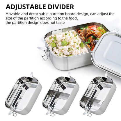 2 Grids Stainless Steel Lunch Box Food Container Children Bento Box Top Grade Snack Storage Compartment Lunch Box Kitchenware