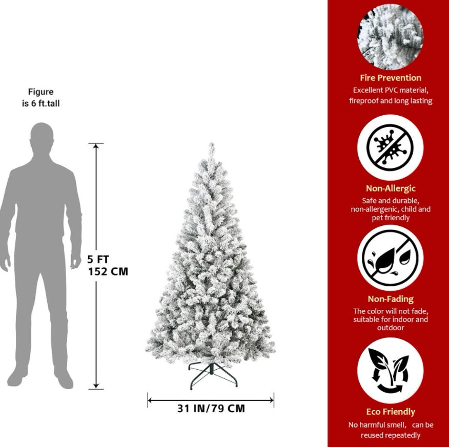 4ft PVC Round Head Flocking Tree