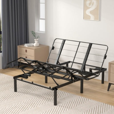 Zero-Clearance Adjustable Bed Base Frame Head And Foot Incline Quiet Motor Queen Size Zero Gravity, Dual USB A   C Ports