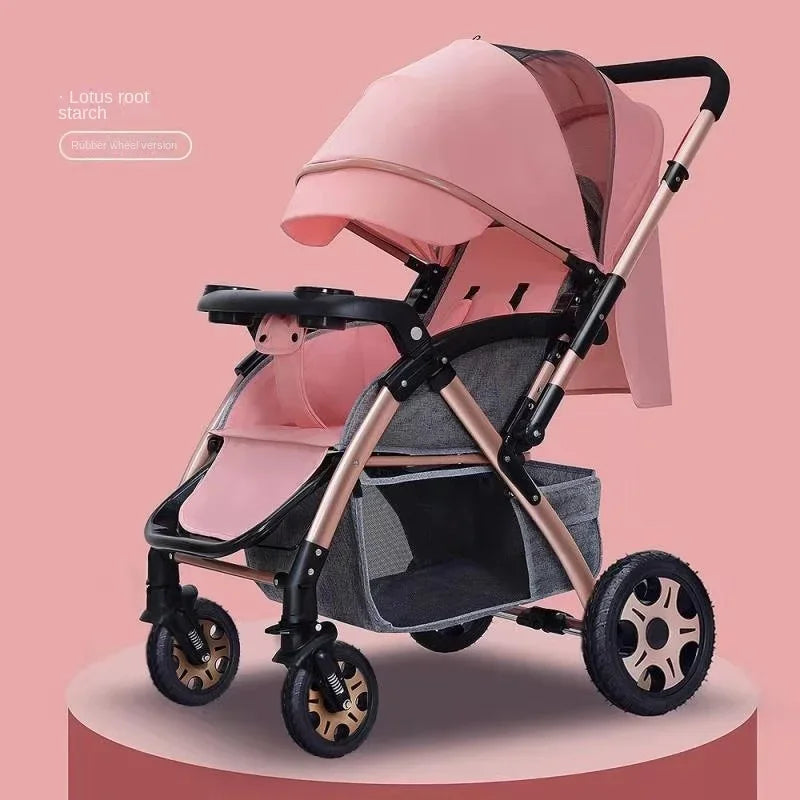 Baby Stroller Lightweight Foldable High Landscape Travel Stroller Newborn Baby Two-Way Seat Four Wheel Baby Stroller 3 in 1