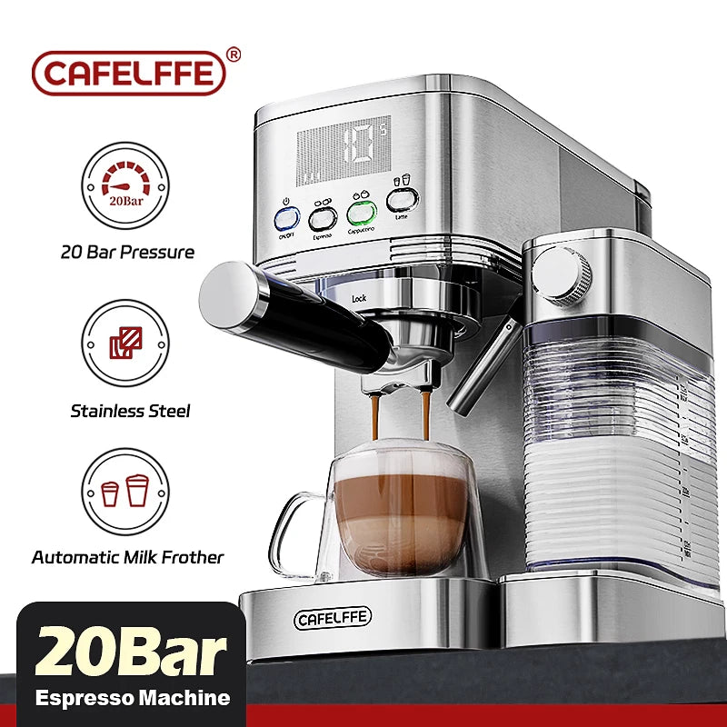 Fully Automatic Espresso Machines Automatic Milk Froth Ground Coffee Stainless Steels Cappuccino Maker Cafeteria 20Bar