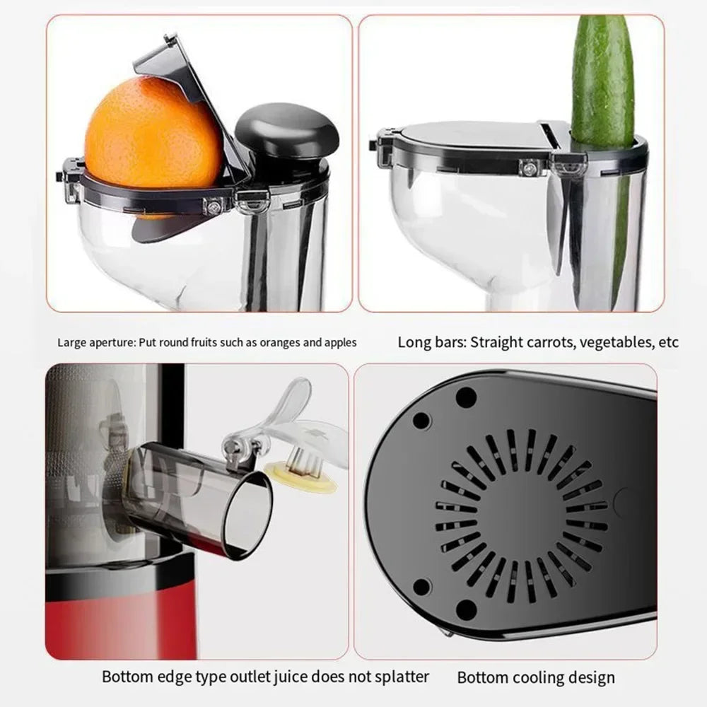 Slow Cold Press Juicer Machines Vegetable and Fruit, 500W Slow Masticating Juicer Machines with 7-Inch Large Feed Chute