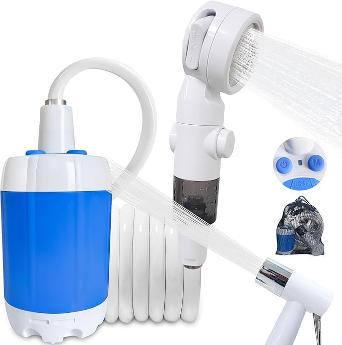 Portable rechargeable camping shower pump