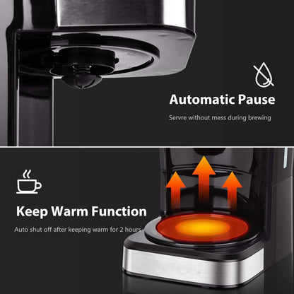 Automatic Coffee Machine Drip Cafe Maker 1.5L Glass Kettle American Espresso Coffee Maker Keep Warm Tea Pot Boiler