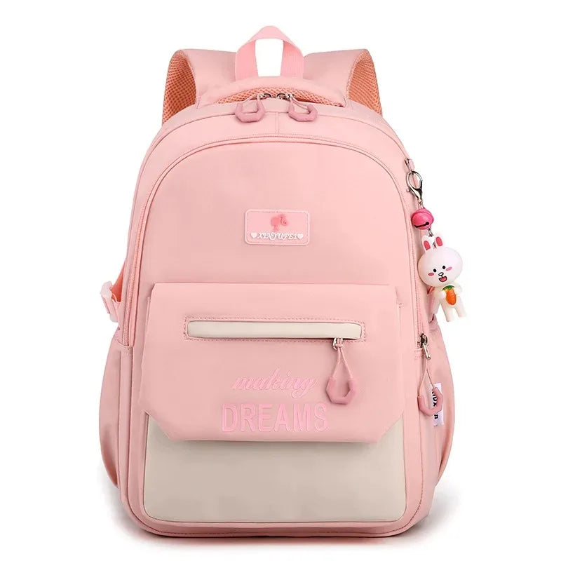 School Backpack for Girls Primary School Student Bag 8-14 Years Children Pink Bookbag Kids Satchels Teenagers Knapsack Mochila