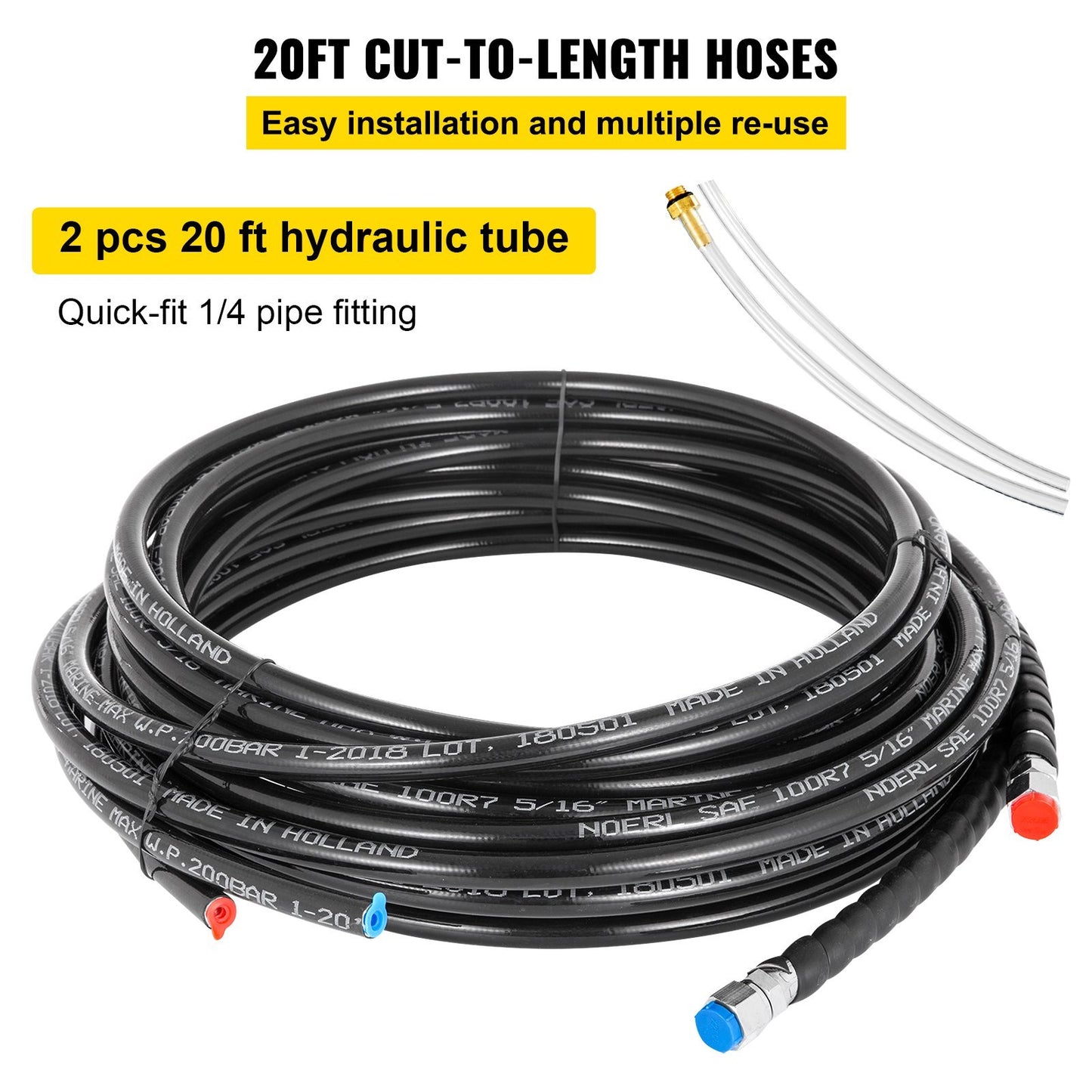 Hydraulic Steering Kit 300HP Hydraulic Steering Compact Cylinder Hydraulic Outboard Steering Kit With Helm For Boat Marine Steering System