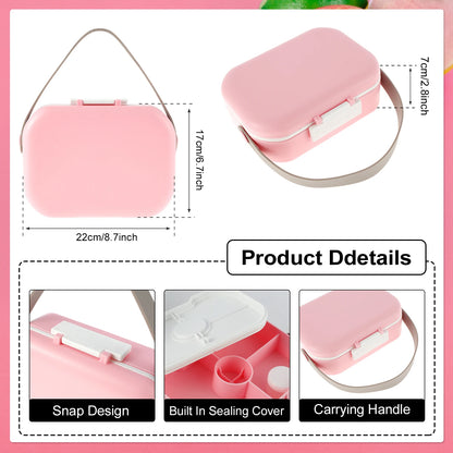 1300ML Portable Lunch Box for Girls School Plastic Picnic Bento Box Microwave Food Box with 5 Compartments Storage Containers