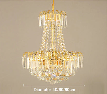 Luxury Golden Crystal Chandelier Light Stair Light LED Flush Chandelier Lustres De Cristais Lustre Cristal Diameter 40 60 80CM