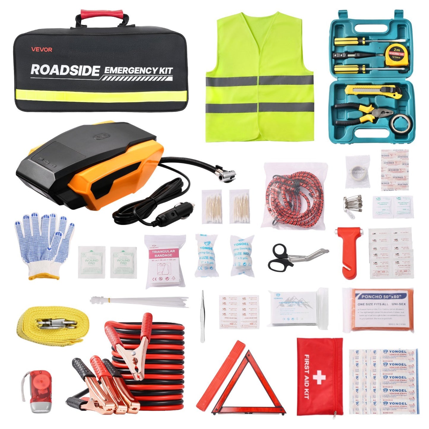 32 Pcs Car Emergency Kit With Medical Emergency First Aid Kit For Vehicles