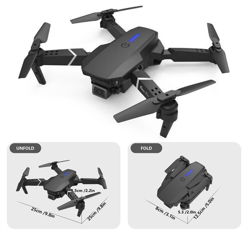 The E88 Dual-camera Drone With Two Batteries Has The Function Of Altitude Hold Mode. It Is Equipped With Dual Lenses And Can Fly Stably.