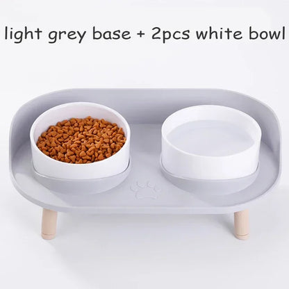 Food Feeders Pet Cat Double Bowls Feeder Adjustable Height Cats Dogs Drinker Water Bowl Dish Elevated Feeding Kitten Supplies