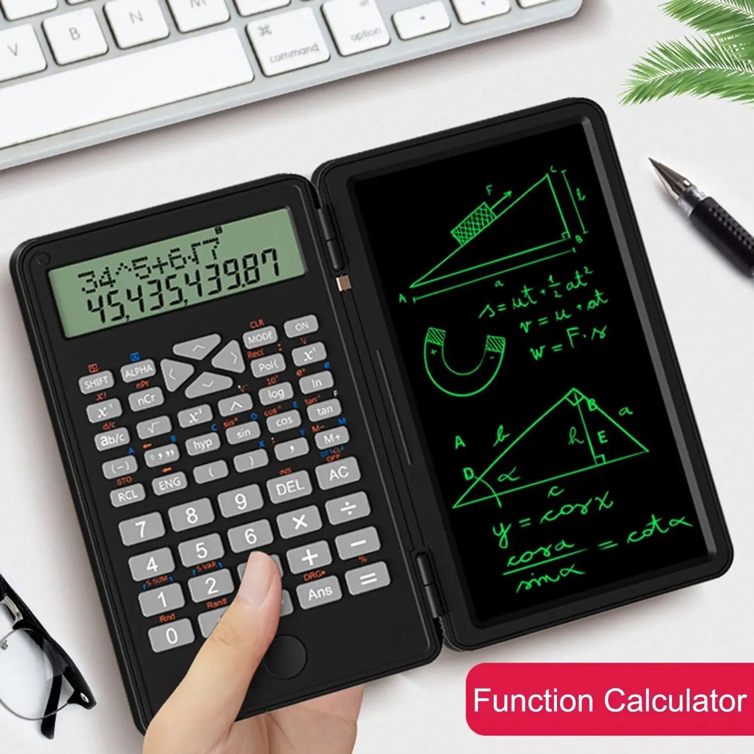 Scientific Calculator 12-Digit Large Display Calculator with Notepad Foldable Calculator with Hand Writing Board for Daily Use