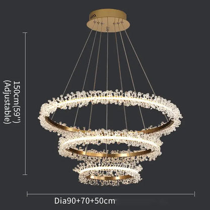 Luxury Crystal Gold Ring Led Chandelier Living Room Dining Room Bedroom Design Ring Chandelier Home Decoration Crystal Lamp