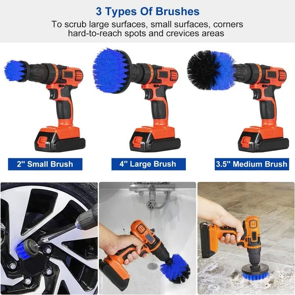 3Pcs Drill Brush Power Scrubber Cleaning Brush For Car