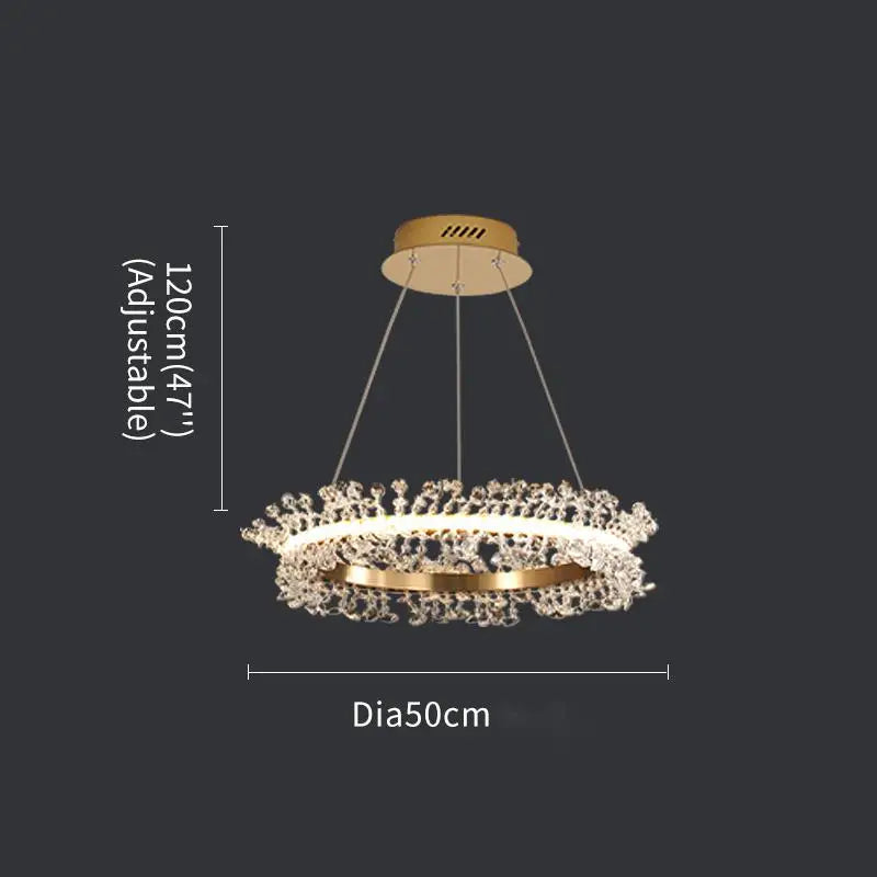 Luxury Crystal Gold Ring Led Chandelier Living Room Dining Room Bedroom Design Ring Chandelier Home Decoration Crystal Lamp