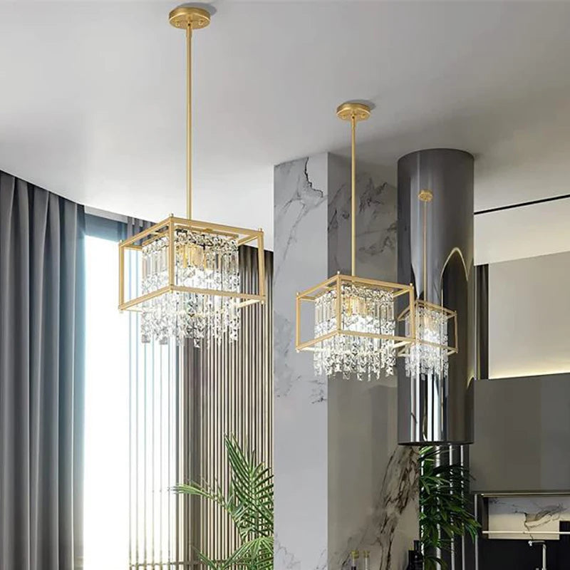 Modern K9 Crystal Chandelier for Living Room Dining Bedroom Hanging Lamps for Ceiling Lamp Lustre Design Vintage Pendant Light