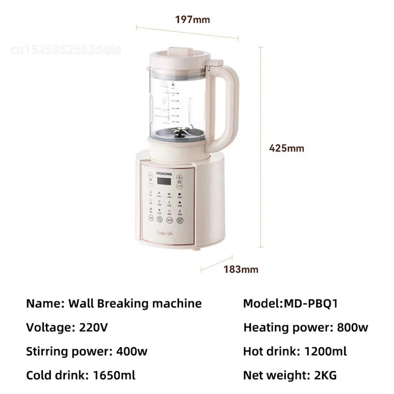 1.2L Soy Milk Maker Electric Juicer Blender Soybean Milk Machine Food Processor Wall Breaking Machine Auto Heating Cooking 220V