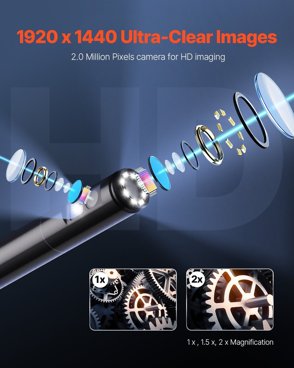 Dual Lens Borescope Endoscope Camera For Android IOS  10FT Snake Cable