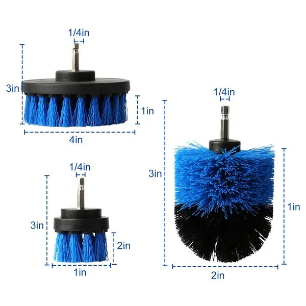 3Pcs Drill Brush Power Scrubber Cleaning Brush For Car