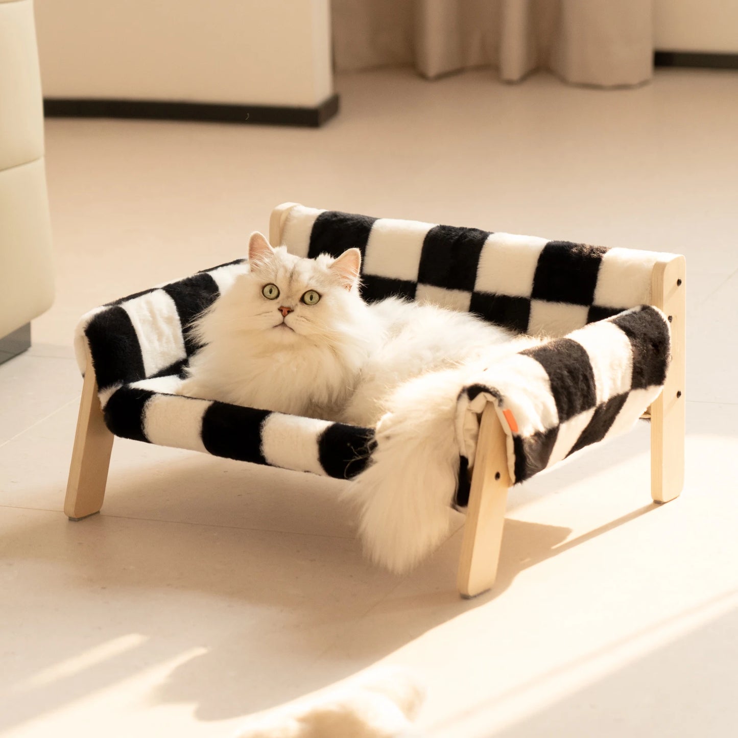 Cat Bed Sofawooden, Sturdy Fluffy Cat Couch Bed Dog Beds for Cats and Small Dogs Pet Furniture Elevated