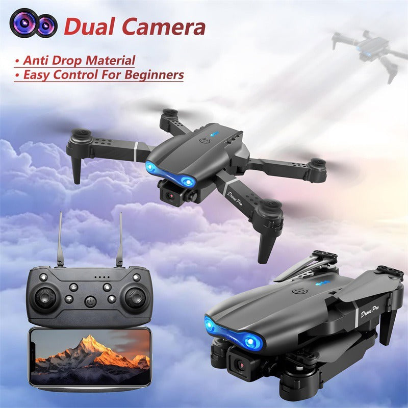 The E99 Dual-camera Drone With Two Batteries Has The Function Of Altitude Hold Mode. Thanks To The Dual Lenses, It Is Able To Fly Stably.