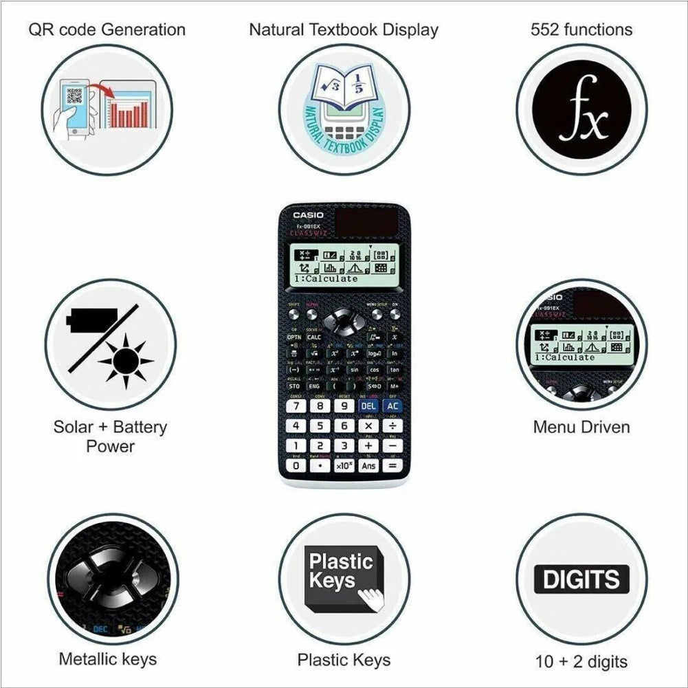 Advanced Scientific Calculator with Natural Display Math Calculator Solar Battery Power with 696 Functions for Students