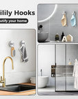 Silver suction cup shower hooks for bathroom and glass surfaces