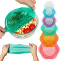 Colorful reusable silicone stretch lids for food storage