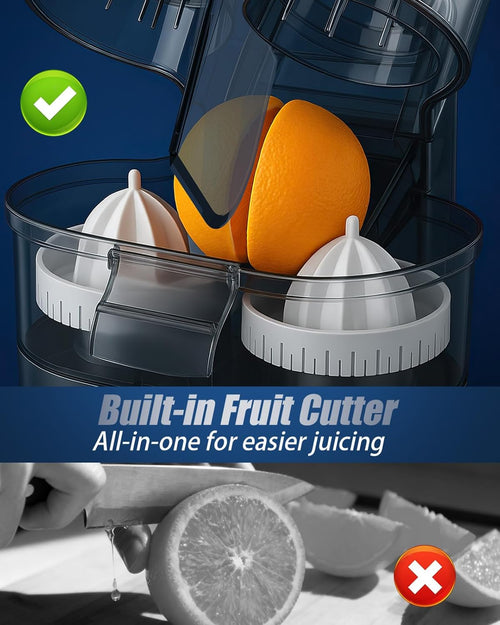 Electric Juicer Machines with Double Head and Built-in Fruit Cutter, Fast Citrus Juicer for Oranges, Lemons, Limes & Grapefruits, Powerful Lemon Juicer for Home, Kitchen and Daily Fresh Drinks
