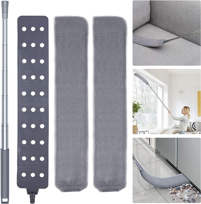 Retractable gap dust cleaner with microfiber cloth covers