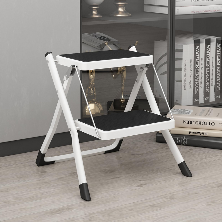 2-Step Folding Ladder Wide Anti-Slip Pedal Stool For Home & Office