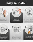 Silver suction cup shower hooks for bathroom and glass surfaces